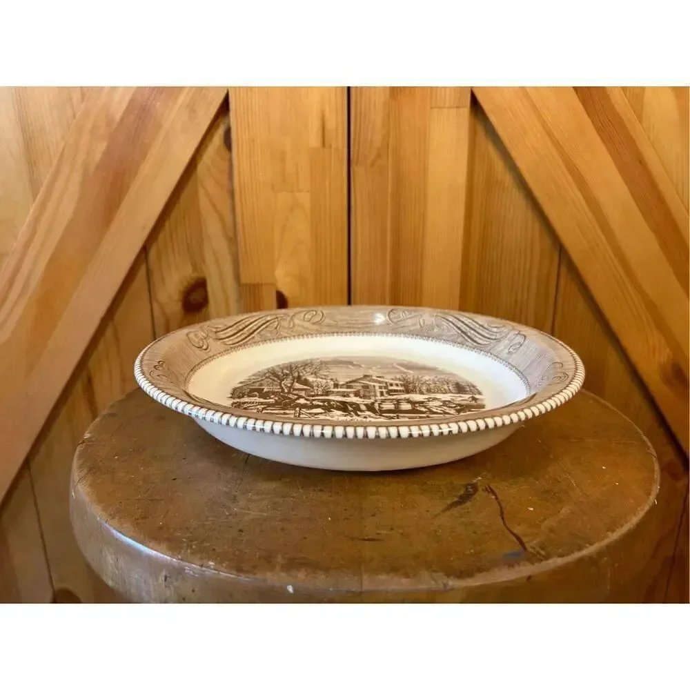Vintage Currier & Ives American Farm Scene Royal China Jeannette Corp Plate Pie